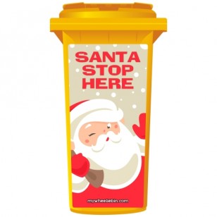 Santa Stop Here Wheelie Bin Sticker Panel